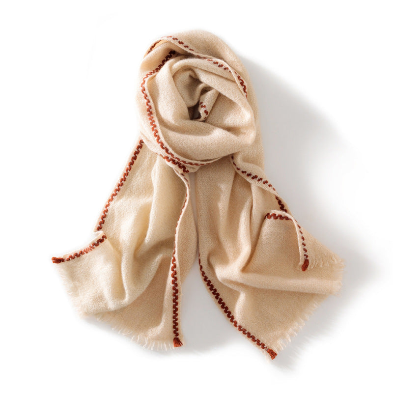 Cashmere scarf women's 100% pure cashmere, autumn and winter, fringed warm, shawl