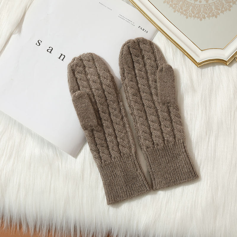 Cashmere, Gloves, Women's 100% Pure Cashmere, Thickened, Knitted, Warm, Gloves