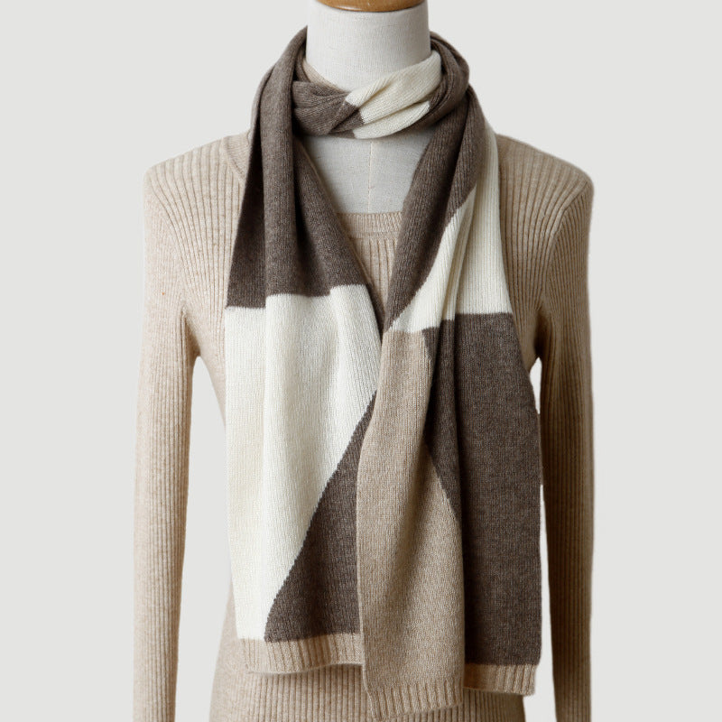 Men's  and female couples, color matching, knitting, cashmere, scarf, thickening, autumn and winter, keeping warm