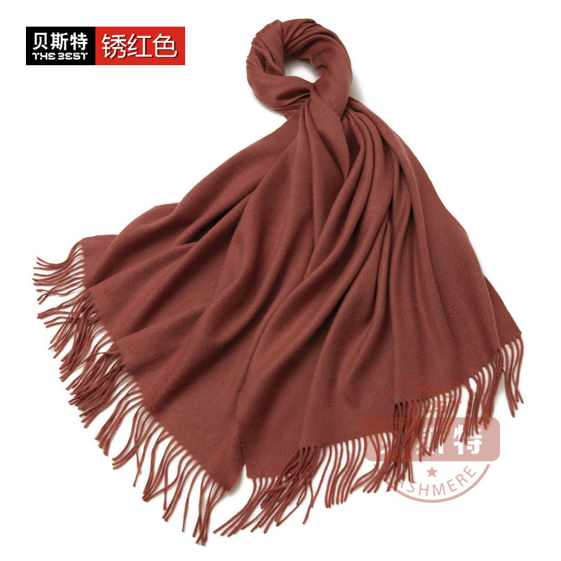 Cashmere scarf, women's thickened, warm, water pattern, fringe, cashmere shawl.