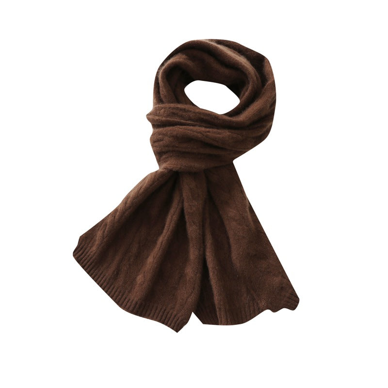 100% cashmere scarf, men and women, autumn and winter, scarf, couple, thickened, twist knitted, warm scarf