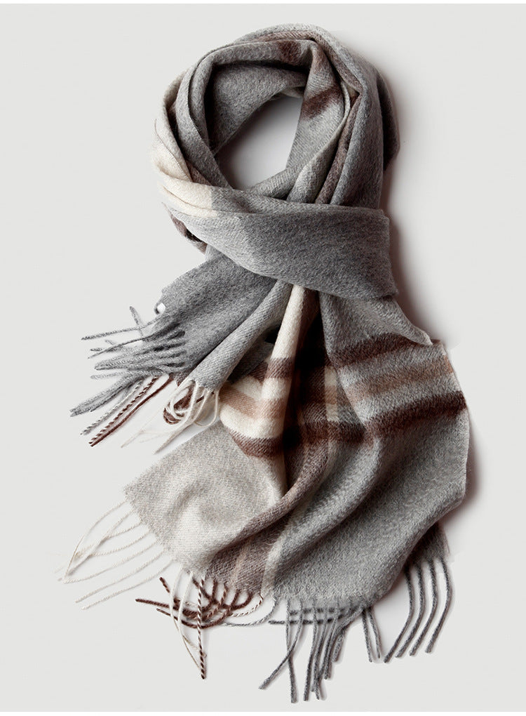 Men, plaid, cashmere scarf, gifts, autumn and winter, warmth, water ripple.