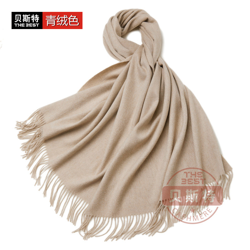 Cashmere scarf, women's thickened, warm, water pattern, fringe, cashmere shawl.