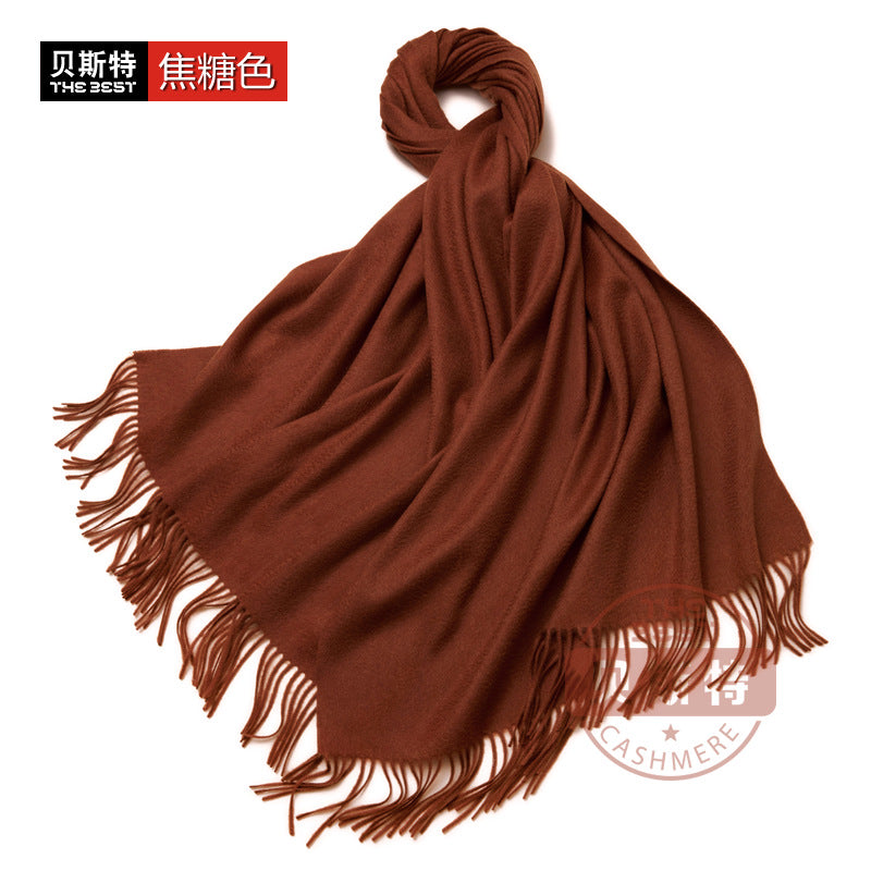 Cashmere scarf, women's thickened, warm, water pattern, fringe, cashmere shawl.