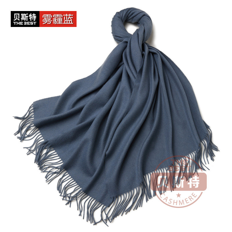 Cashmere scarf, women's thickened, warm, water pattern, fringe, cashmere shawl.