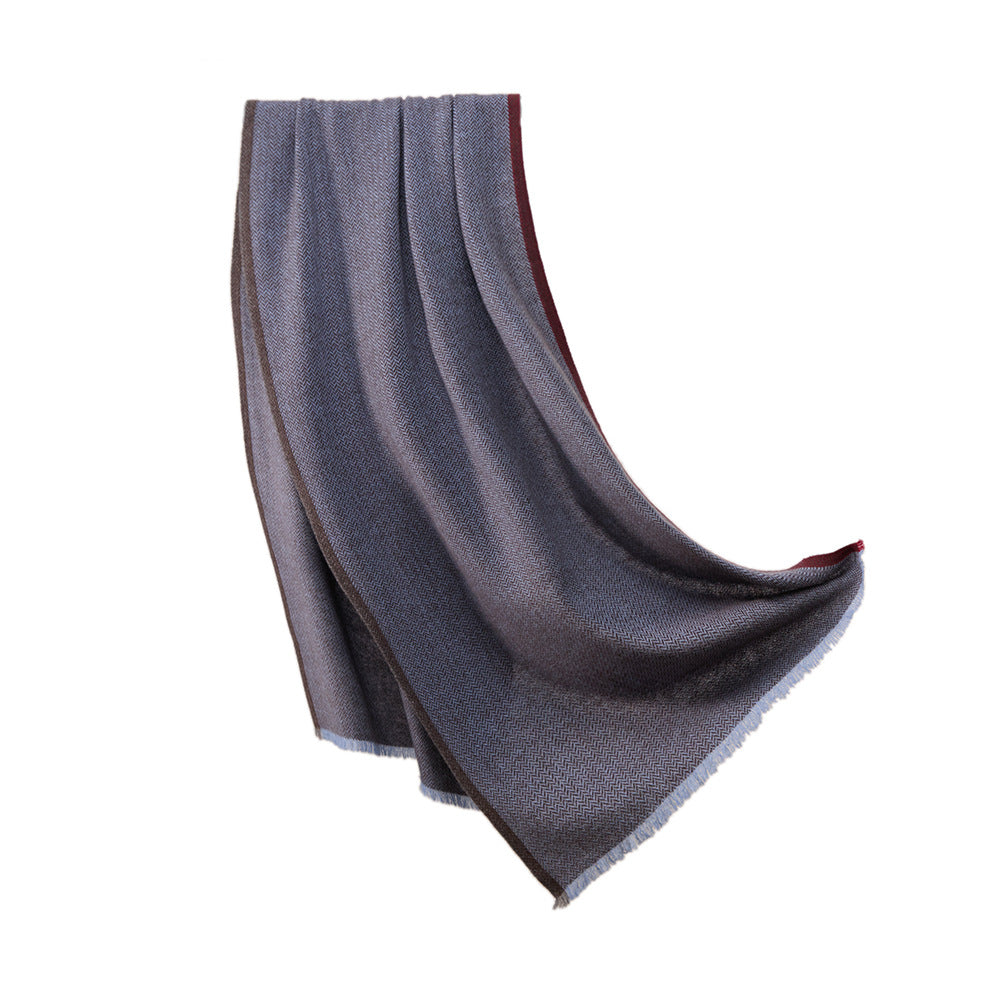 Autumn and winter, colored edge, cashmere scarf, men and women, warmth, scarf, cashmere shawl.