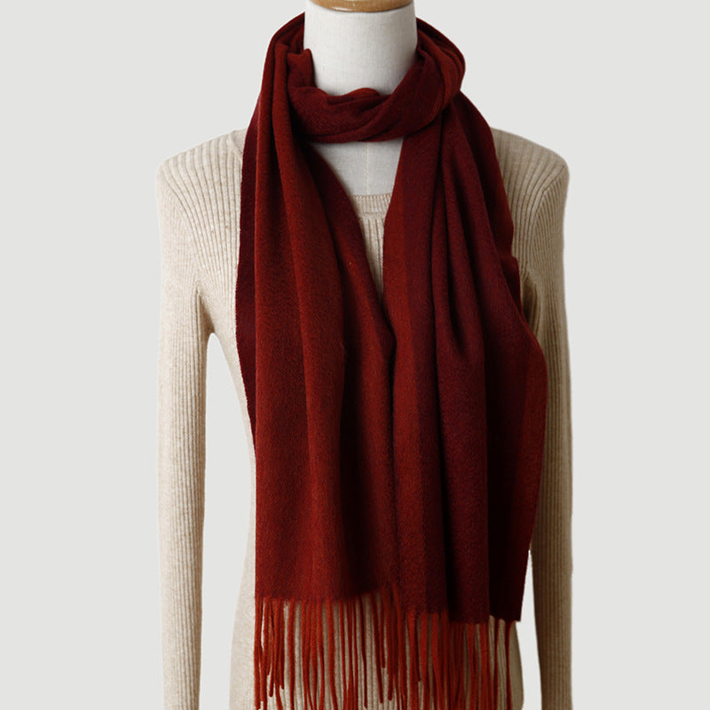 Men's and women's double-sided cashmere, scarf, couple, autumn and winter, thickened, warm, water ripple cashmere