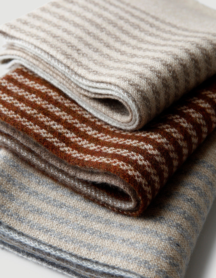 Double-sided striped knitted, cashmere scarf, men and women, couples, men and women, autumn and winter, thickened, warm