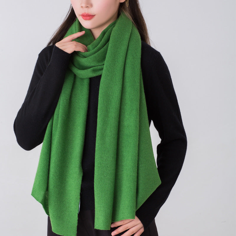 High-end, cashmere scarf, women's double-sided, solid color, knitted, men's 100 cashmere scarf, shawl.