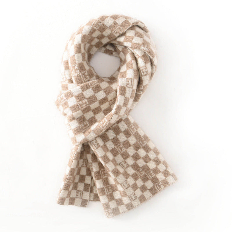 Cashmere scarf 100% pure cashmere, autumn and winter, men and women, square grid, knitted scarf.