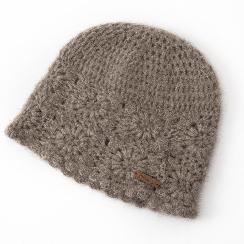 Autumn and winter, thickened, pure cashmere, knitted, hat, warm, purely hand-knitted.