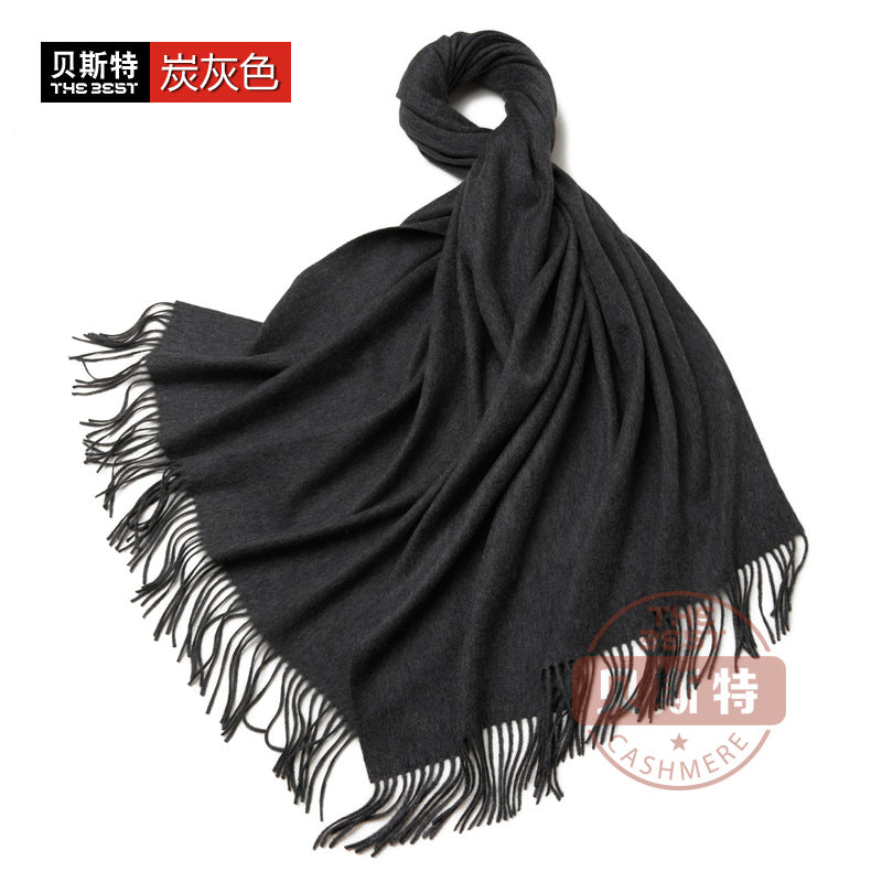 Cashmere scarf, women's thickened, warm, water pattern, fringe, cashmere shawl.