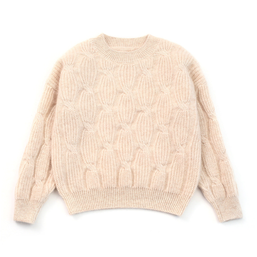 Knitted, children's, cashmere sweater, thickened, warm