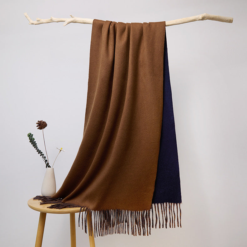 Cashmere scarf, men's and women's, warm in autumn and winter, scarf, fringed thickened double-sided, cashmere, shawl.