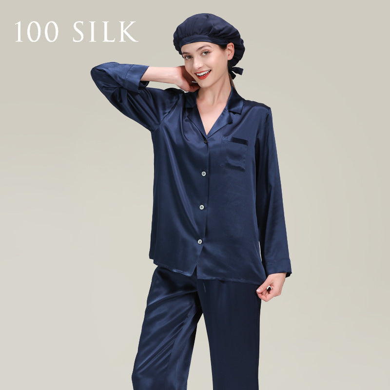 Silk pajamas, women's long sleeves, trousers 100% mulberry silk, loungewear