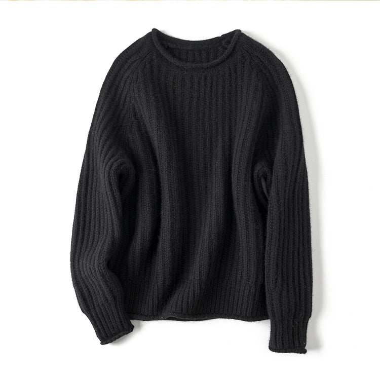 100 pure cashmere, women's crew neck, thickened cashmere sweater