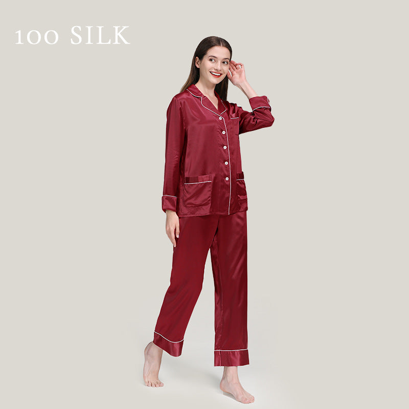 22 mmi silk pajamas, women's 100% mulberry silk, long sleeves, pajamas