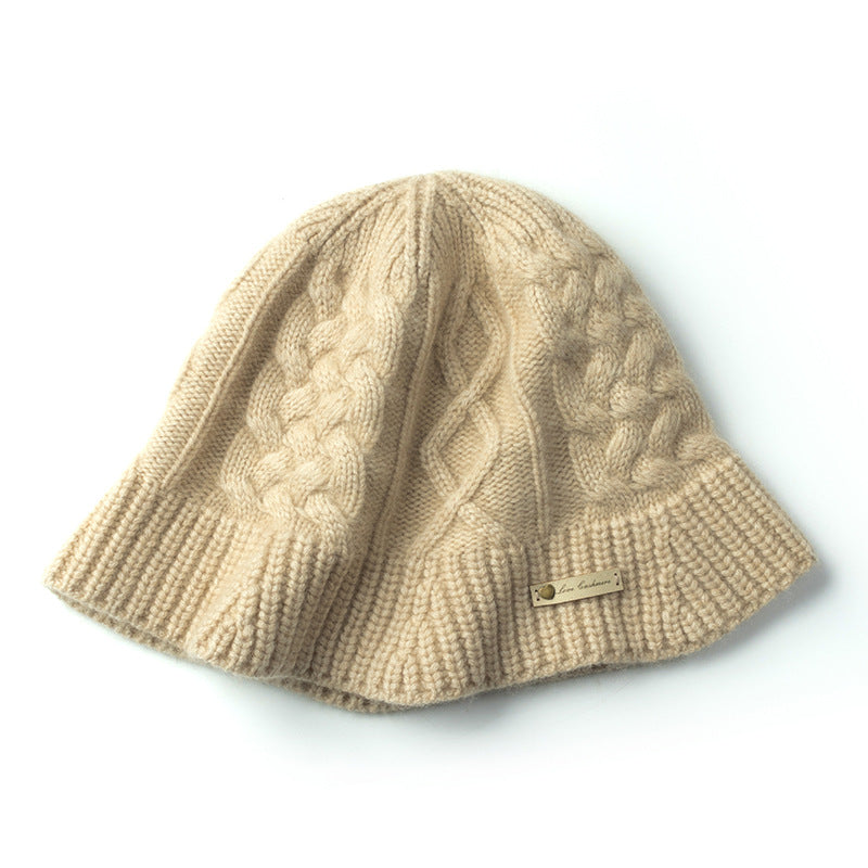 Cashmere cap, knitted bucket hat