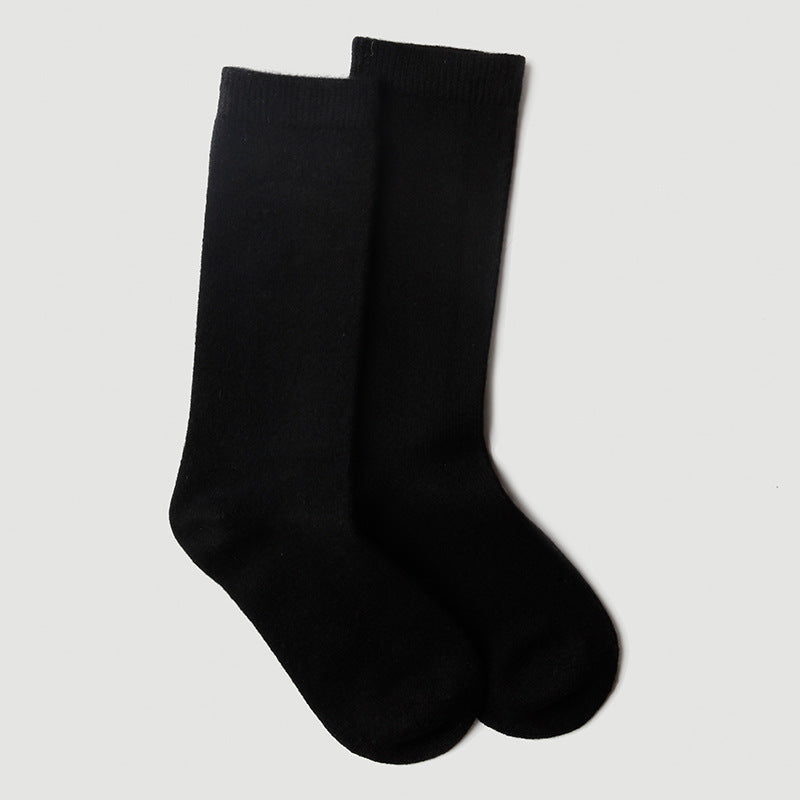 Knitted, cashmere socks, thickened, warm, socks, extended, medium tube socks, solid color, men and women