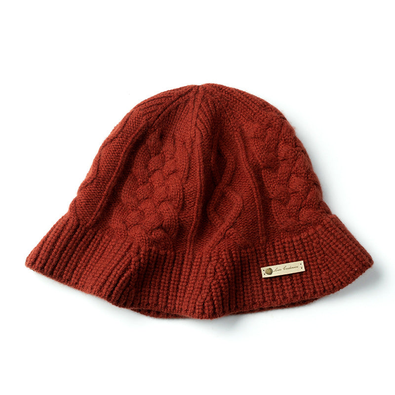 Cashmere cap, knitted bucket hat