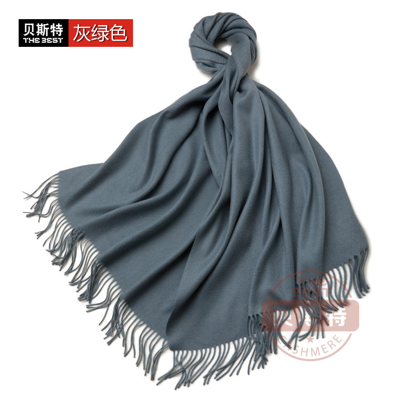 Cashmere scarf, women's thickened, warm, water pattern, fringe, cashmere shawl.