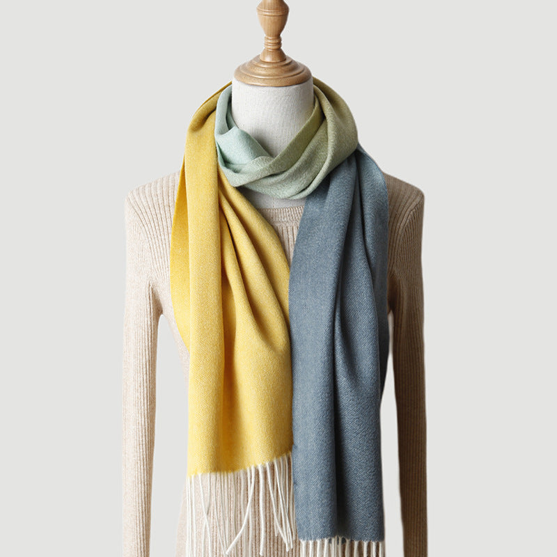 Gradual change cashmere scarf, water ripple, Mongolian cashmere, shawl cashmere thickened, warm winter