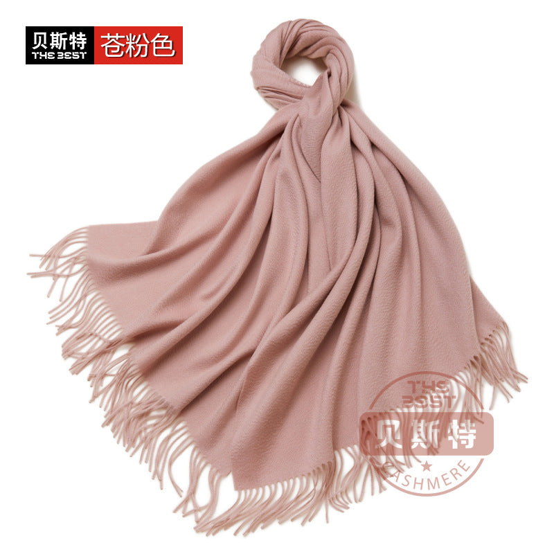 Cashmere scarf, women's thickened, warm, water pattern, fringe, cashmere shawl.