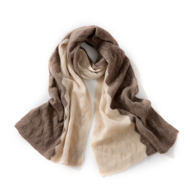 Cashmere scarf, women's 100% pure cashmere, autumn and winter knitted, warm extended shawl, scarf