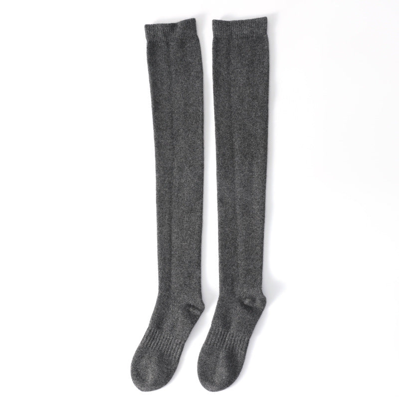 Cashmere socks, women's 100% pure cashmere, thickened, over the knee, knitted, warm, stockings