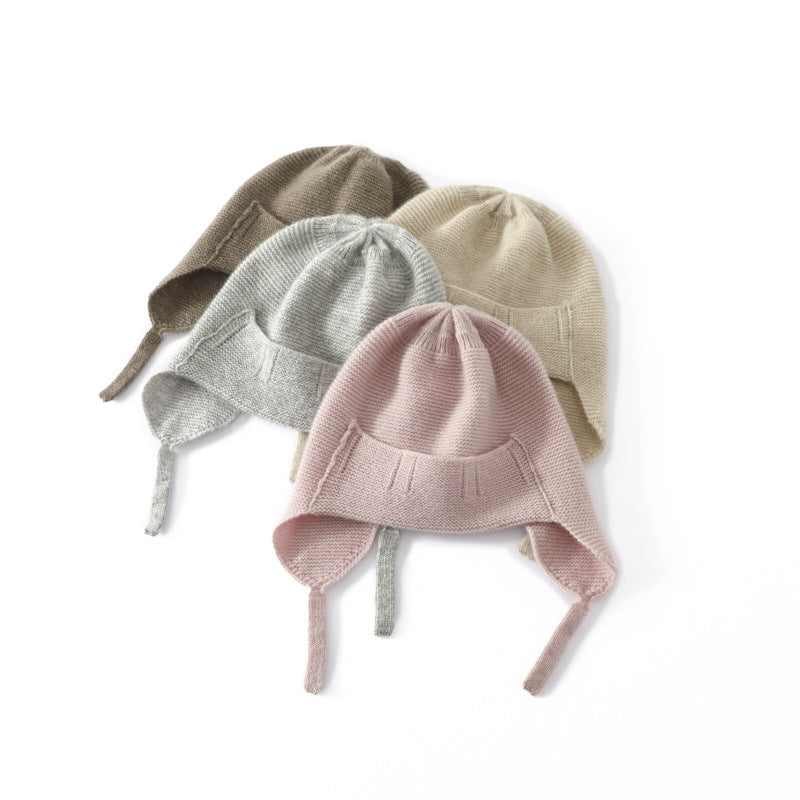 Cashmere hat, children, boys and girls 100% pure cashmere, cashmere ear protection, double layer, thickened, knitted.