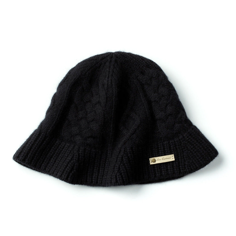 Cashmere cap, knitted bucket hat