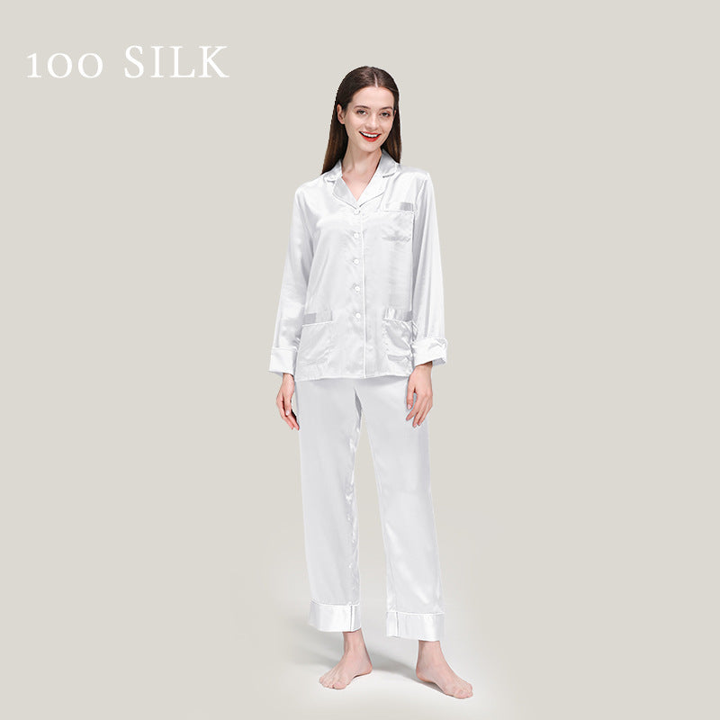 22 mmi silk pajamas, women's 100% mulberry silk, long sleeves, pajamas