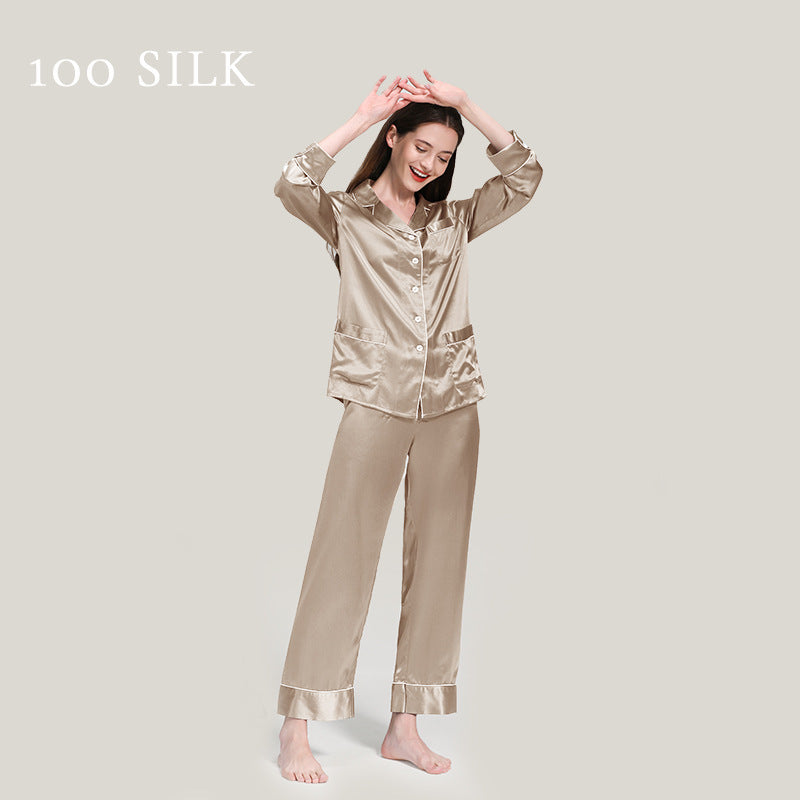 22 mmi silk pajamas, women's 100% mulberry silk, long sleeves, pajamas