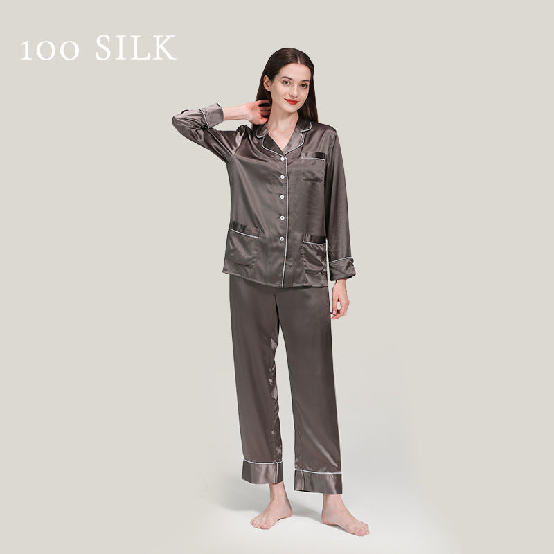 22 mmi silk pajamas, women's 100% mulberry silk, long sleeves, pajamas