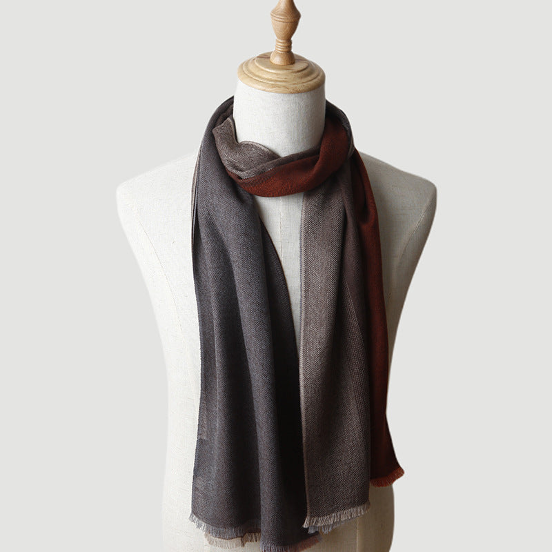 Men‘s   cashmere, scarf, color matching, gifts, autumn and winter, warm cashmere.