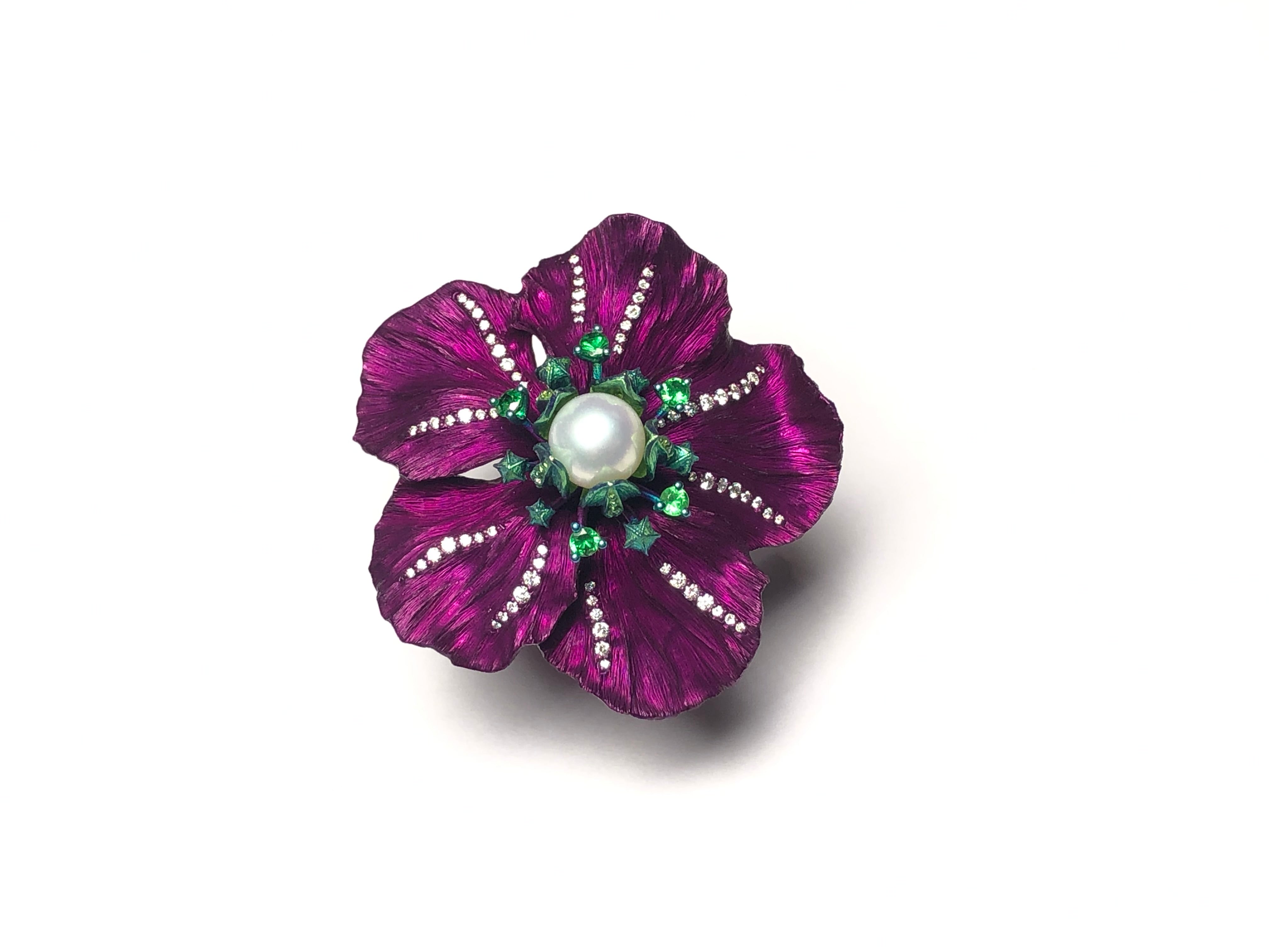 Jewelry Titanium and aluminum diamond   Pearl ring