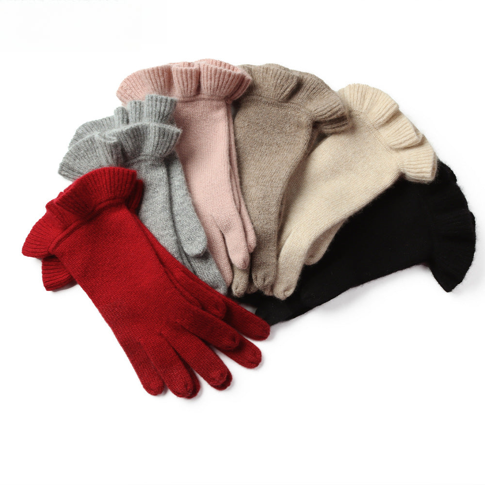 Women, pure cashmere, thermal, knitted, gloves