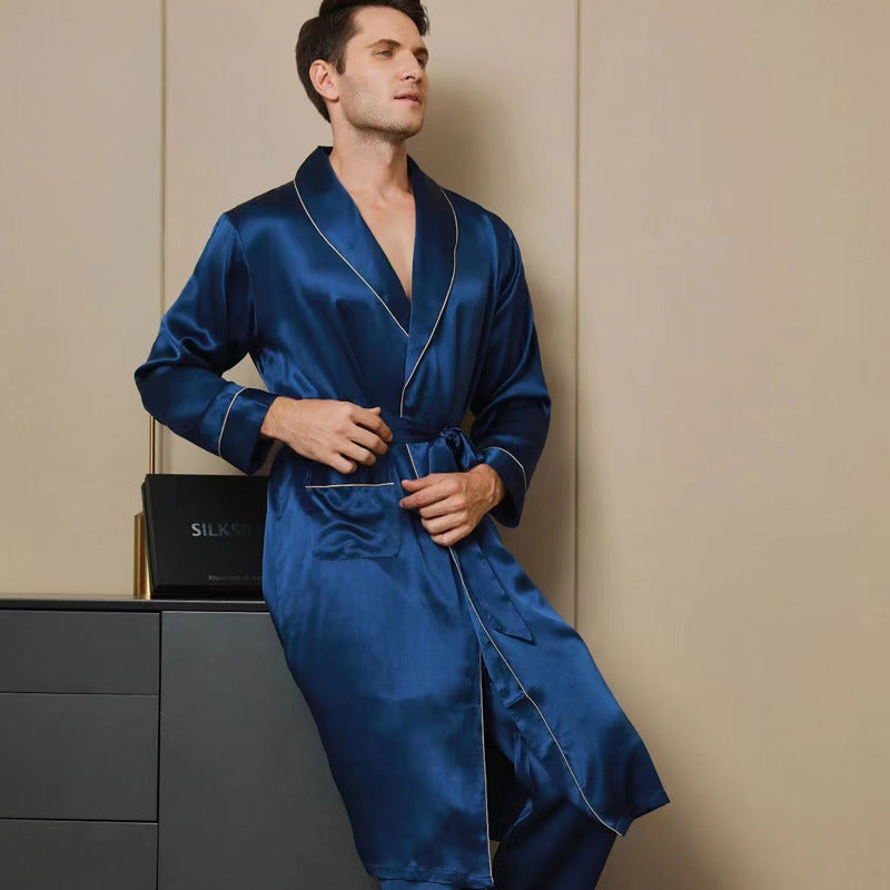 Men's silk nightgown, silk pajamas loungewear