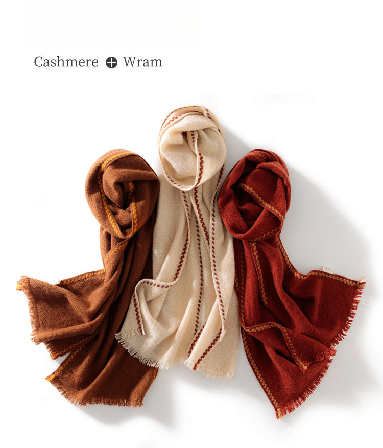 Cashmere scarf women's 100% pure cashmere, autumn and winter, fringed warm, shawl