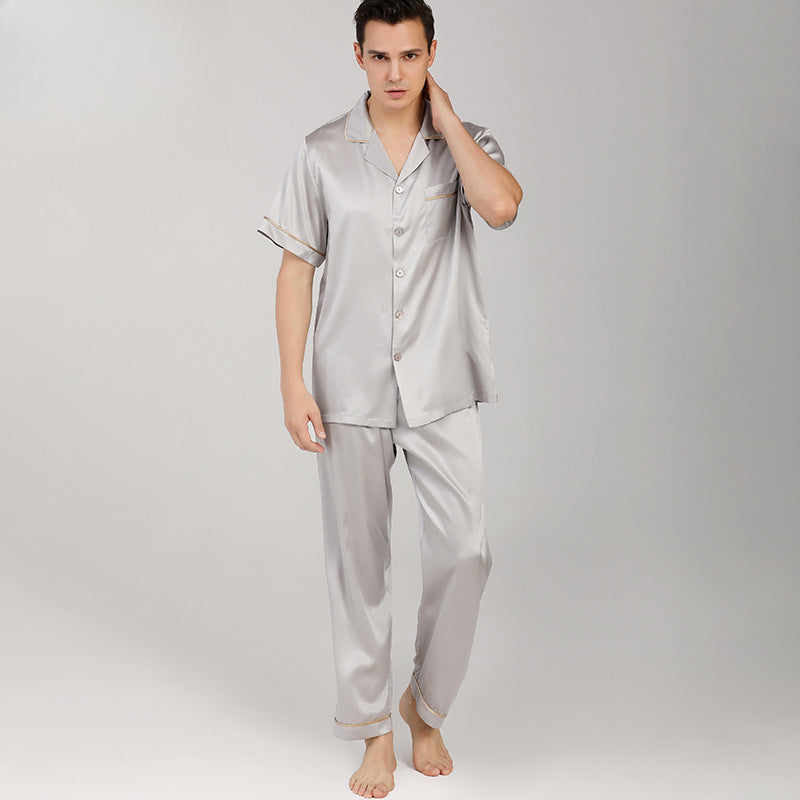 Men's loungewear, short-sleeved trousers pajamas, mulberry silk